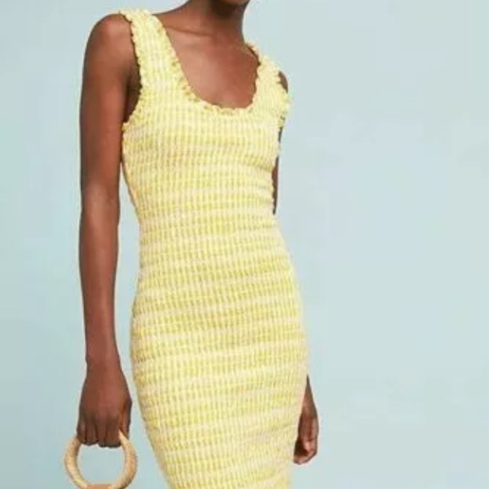 Anthropologie Yellow Smocked Dress